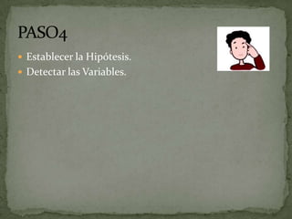  Establecer la Hipótesis.
 Detectar las Variables.
 