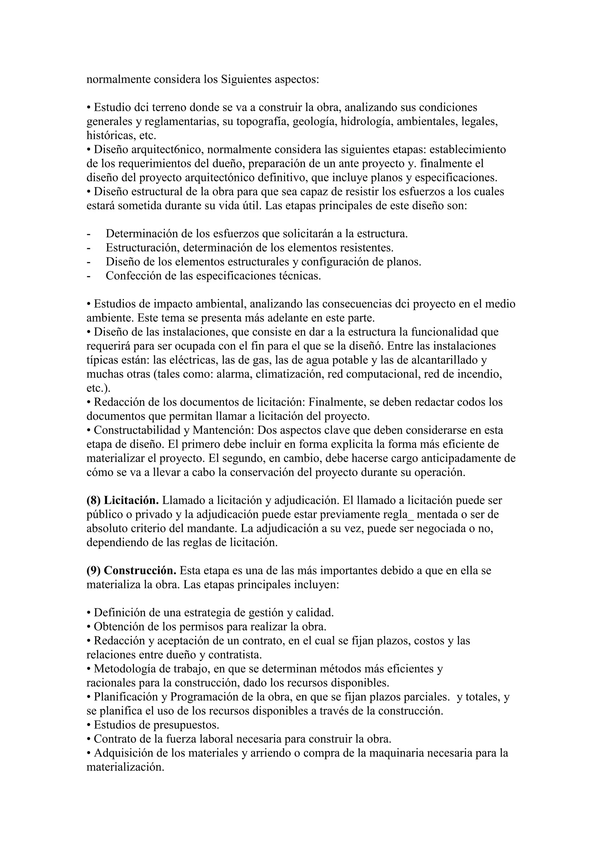 Etapas en un proyecto de construcción | PDF