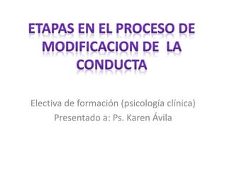 Electiva de formación (psicología clínica)
Presentado a: Ps. Karen Ávila
 