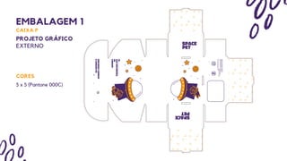 EMBALAGEM 1
CAIXA P
PROJETO GRÁFICO
EXTERNO
CORES
5 x 5 (Pantone 000C)
 