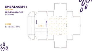 PROJETO GRÁFICO
INTERNO
CORES
5 x 5 (Pantone 000C)
EMBALAGEM 1
CAIXA M
 