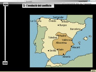 La Guerra Civil Espanyola 1936-1939                              Armand Figuera


   1936
                                 3.- L’evolució del conflicte
                                  3.- L’evolució del conflicte




   1939


                                                                                  sortir
 