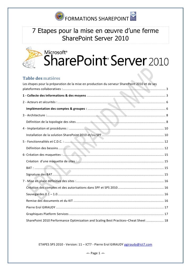 l'installation de sharepoint 2010 étape par étape Windows 7