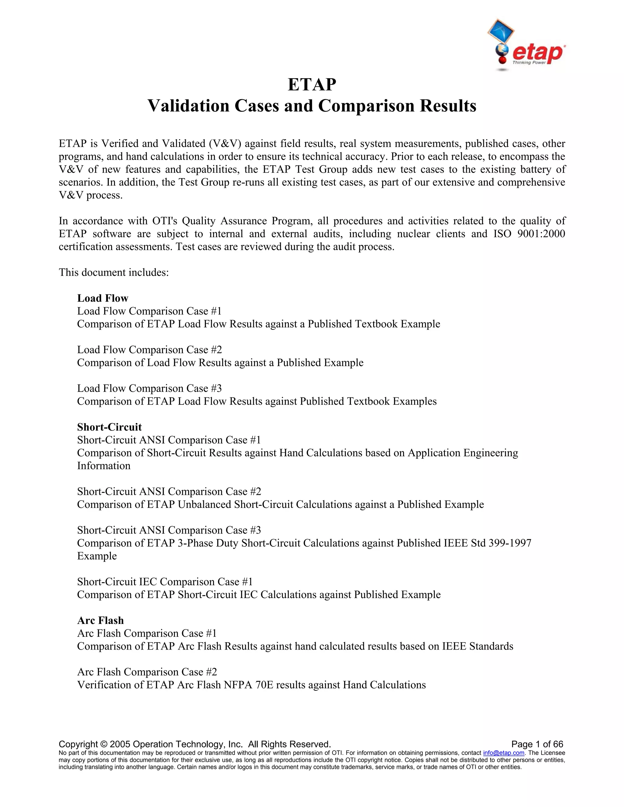Etap validation cases and comparison results | PDF