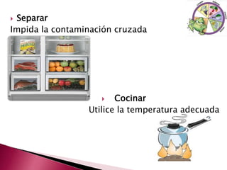  Separar
Impida la contaminación cruzada
 Cocinar
Utilice la temperatura adecuada
 