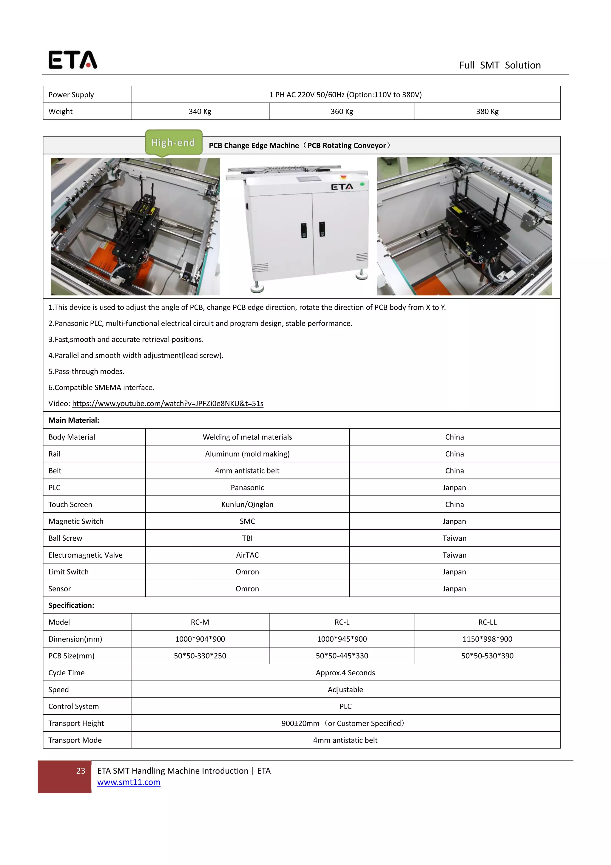 ETA High-end SMT PCB Handling Machine for SMT Production Line | PDF