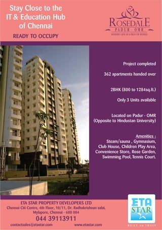 ETA Star- Rosedale Apartments in OMR, Chennai