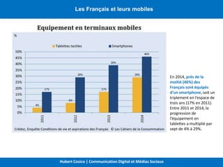 Les Français et leurs mobiles
En 2014, près de la
moitié (46%) des
Français sont équipés
d’un smartphone, soit un
tripleme...