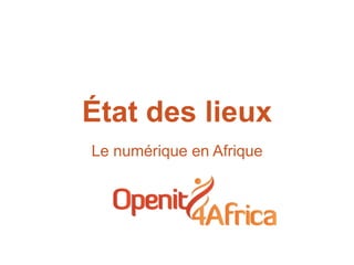 État des lieux
Le numérique en Afrique
 