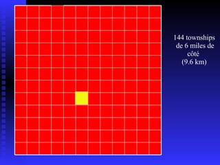 144 townships de 6 miles de côté  (9.6 km)‏ 