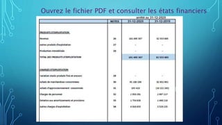 Ouvrez le fichier PDF et consulter les états financiers
 