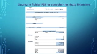 Ouvrez le fichier PDF et consulter les états financiers
 