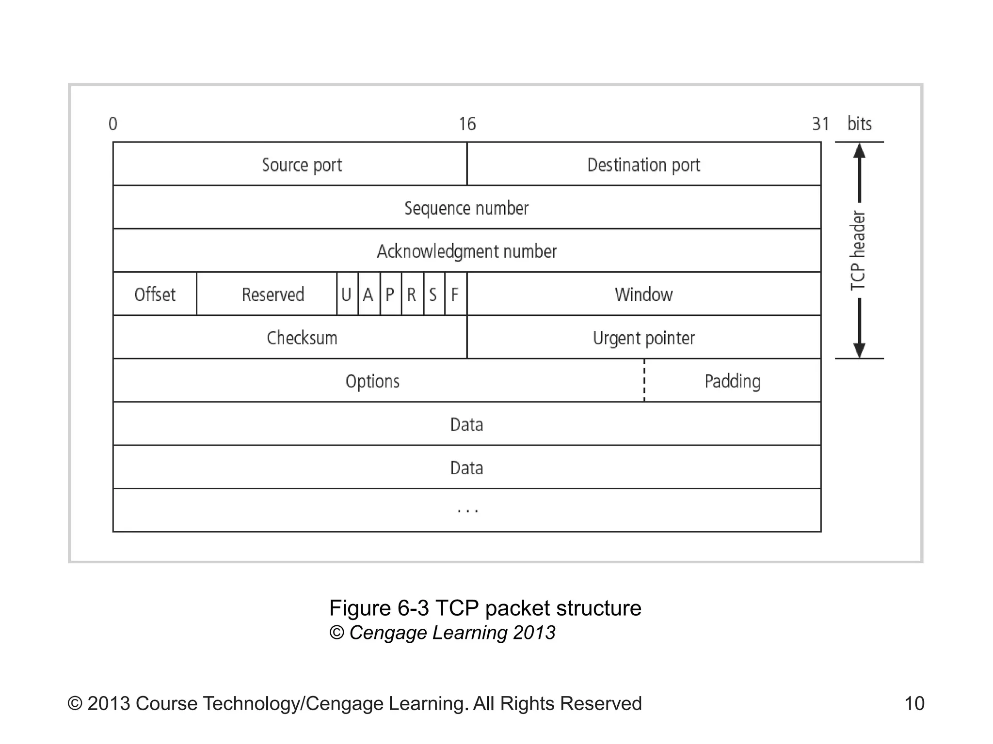 © 2013 Course Technology/Cengage Learning. All Rights Reserved 10
Figure 6-3 TCP packet structure
© Cengage Learning 2013
 