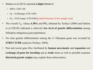 Insights into the genetic diversity and structure of indigenous ovi-caprine populations in Ethiopia