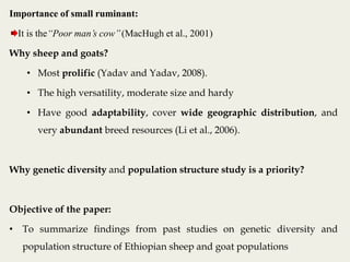 Insights into the genetic diversity and structure of indigenous ovi-caprine populations in Ethiopia