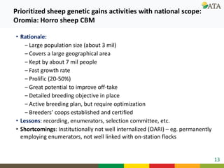 Ongoing research and development efforts in sheep genetic improvement  (genetic gains)