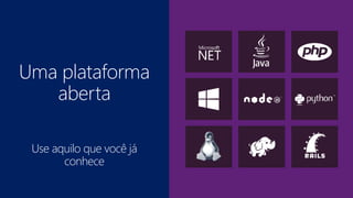 Uma plataforma 
aberta 
Use aquilo que você já 
conhece 
 