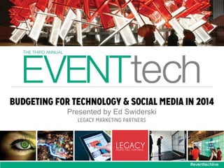 BUDGETING FOR TECHNOLOGY & SOCIAL MEDIA IN 2014
Presented by Ed Swiderski
LEGACY MARKETING PARTNERS

 