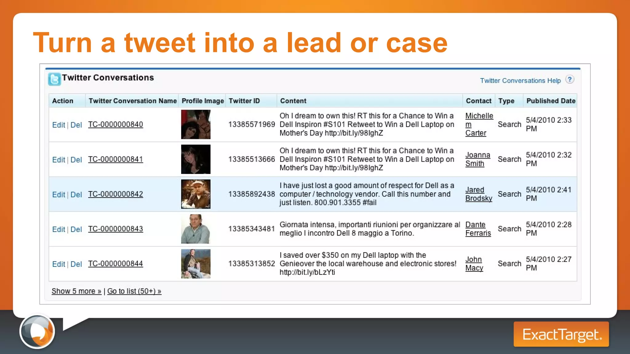 Turn a tweet into a lead or case 