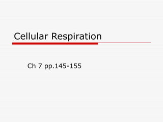 Cellular Respiration Ch 7 pp.145-155 
