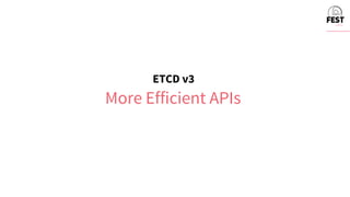ETCD v3
More Efficient APIs
 