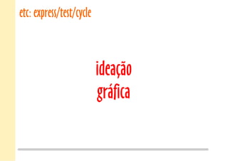 ideação
gráfica
etc: express/test/cycle
 
