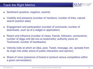 Track the Right Metrics

■ Sentiment (positive; negative; neutral)

■ Visibility and presence (number of mentions; number ...