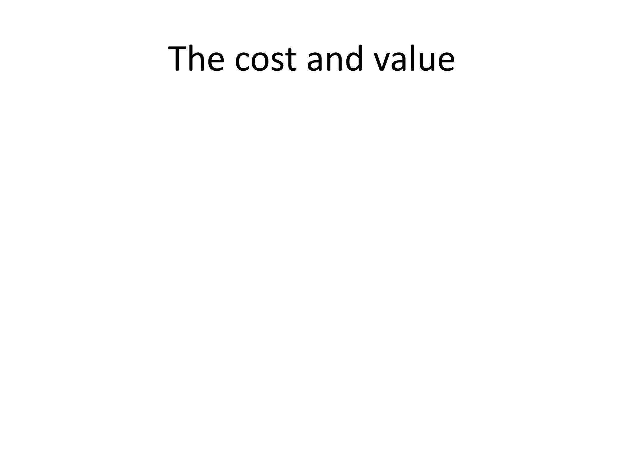 The cost and value
 