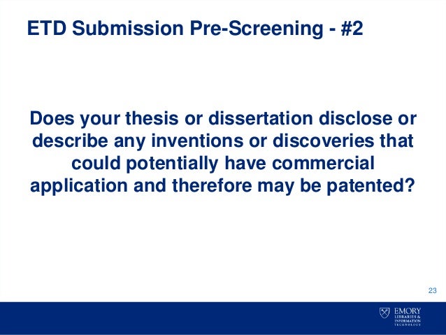 Emory electronic dissertation submission