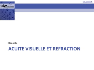 ACUITE VISUELLE ET REFRACTION Rappels 