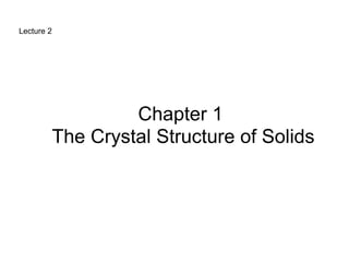 Chapter 1  The Crystal Structure of Solids Lecture 2 