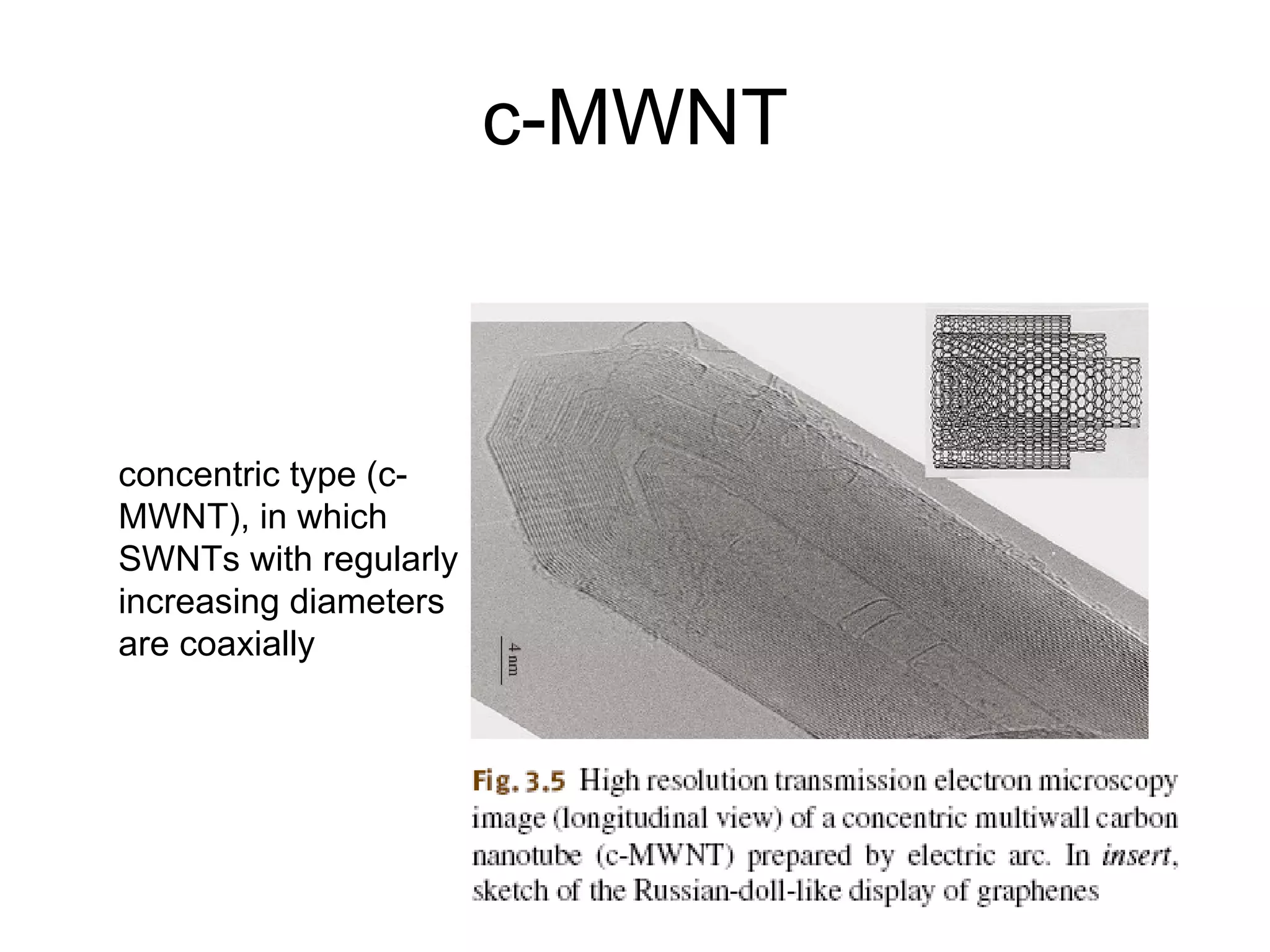 c-MWNT concentric type (c-MWNT), in which SWNTs with regularly increasing diameters are coaxially 