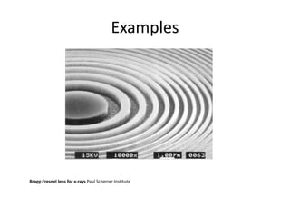 Examples




Bragg-Fresnel lens for x-rays Paul Scherrer Institute
 