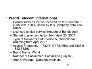 Overview of BD Telecom Operators (ETE 521 L5) | PPT