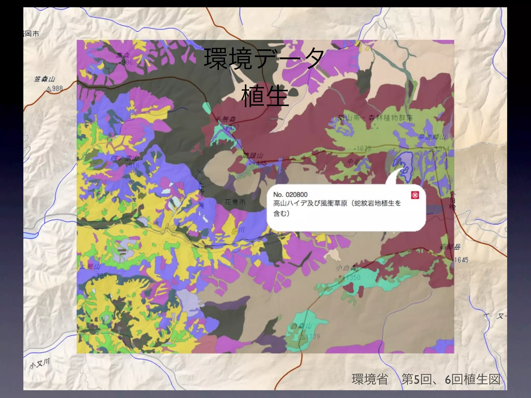 環境データ
  植生




        環境省 第5回、6回植生図
 