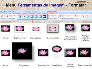 Silvana S. Lopes
Profª de Informática - ETEC

Menu Ferramentas de imagem - Formatar

 