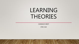 LEARNING
THEORIES
CANDACE WEST
ETEC 424
 
