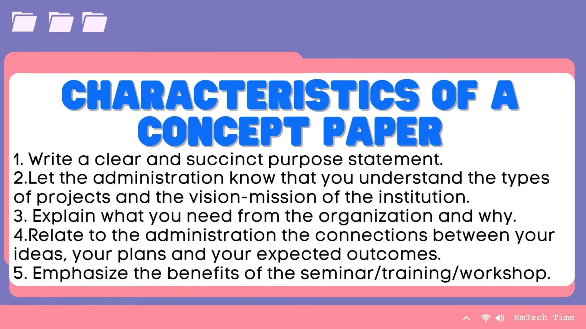 Content
Subtitle
• Add text, images, art, and videos.
• Add transitions, animations, and motion.
• Save to OneDrive, to get to your
presentations from your computer,
tablet, or phone.
Subtitle
• Open the Design Ideas pane for instant
slide makeovers.
• When we have design ideas, we’ll show
them to you right there.
9/3/20XX Presentation Title 23
 
