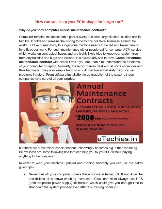 best computer annual maintenance contract services annual maintenance contract format for machine