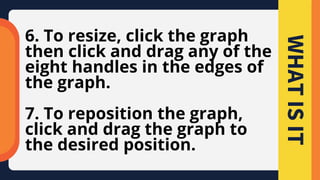 6. To resize, click the graph
then click and drag any of the
eight handles in the edges of
the graph.
7. To reposition the graph,
click and drag the graph to
the desired position.
WHAT
IS
IT
 