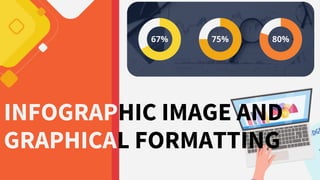67% 75% 80%
INFOGRAPHIC IMAGE AND
GRAPHICAL FORMATTING
 
