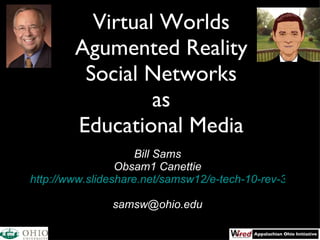 Virtual Worlds Agumented Reality Social Networks as Educational Media ,[object Object],[object Object],[object Object],[object Object]