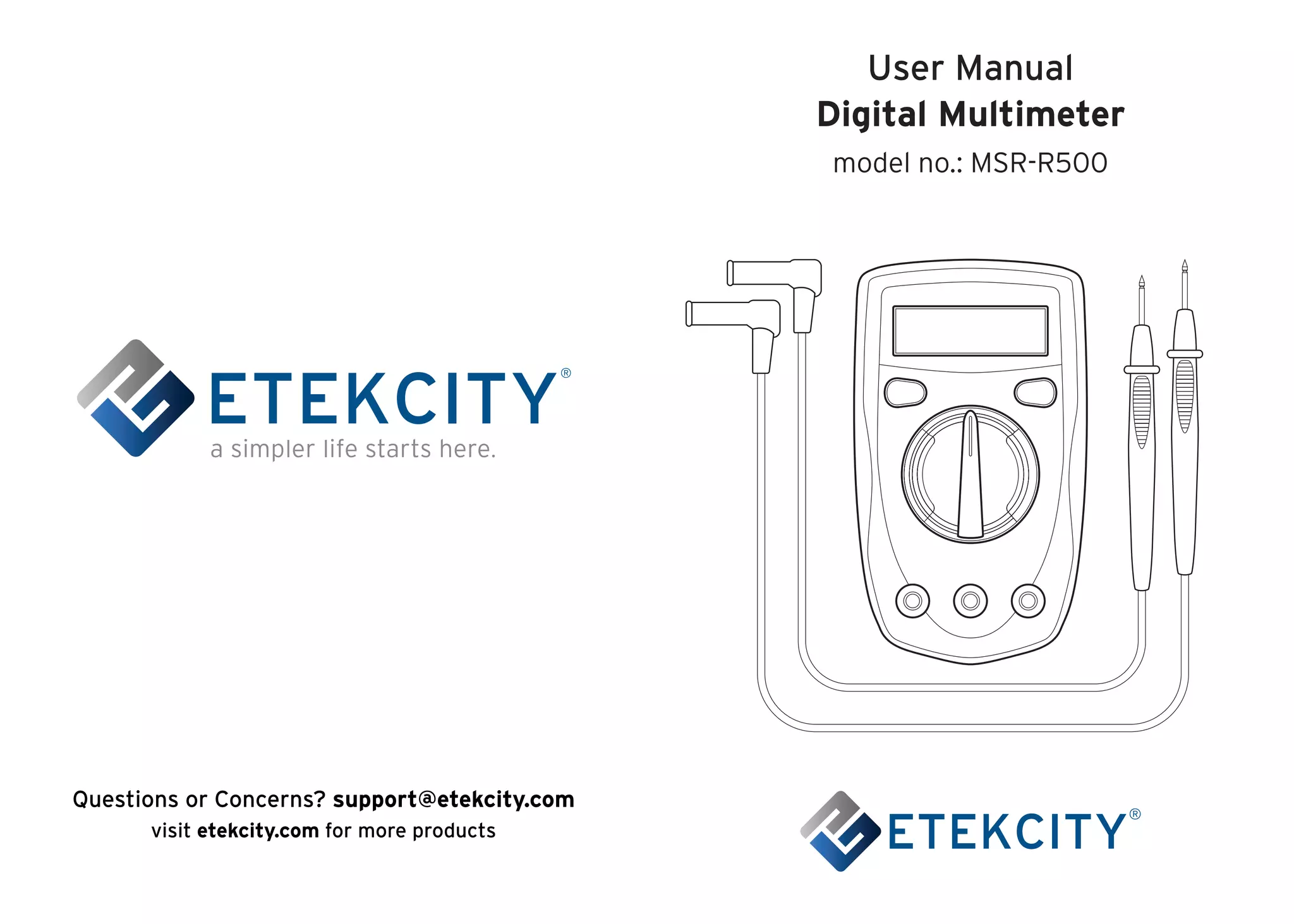 Etekcity MSR-R500 Digital Multimeter User Manual | PDF