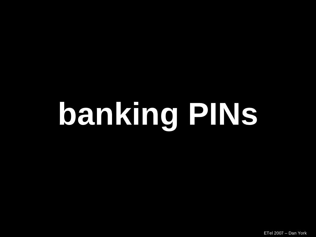 banking PINs