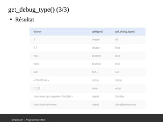 @hellosct1 – Programmez #10 -
get_debug_type() (3/3)
●
Résultat
 