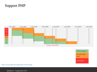 @hellosct1 – Programmez #10 -
Support PHP
https://www.php.net/supported-versions.php
 
