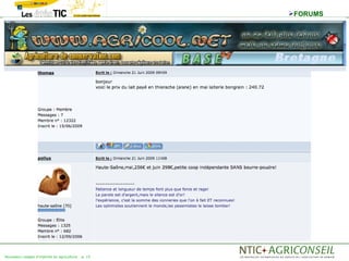 FORUMS




Nouveaux usages d'internet en agriculture   p. 15
 