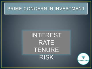 INTEREST
RATE
TENURE
RISK
 
