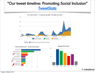 “Our tweet timeline: Promoting Social Inclusion”
                              TweetStats




                            ...