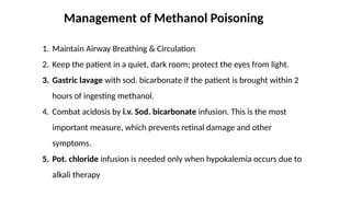 Ethanol Methanol, Symptoms & management of ethanol & methanol poisoning ...